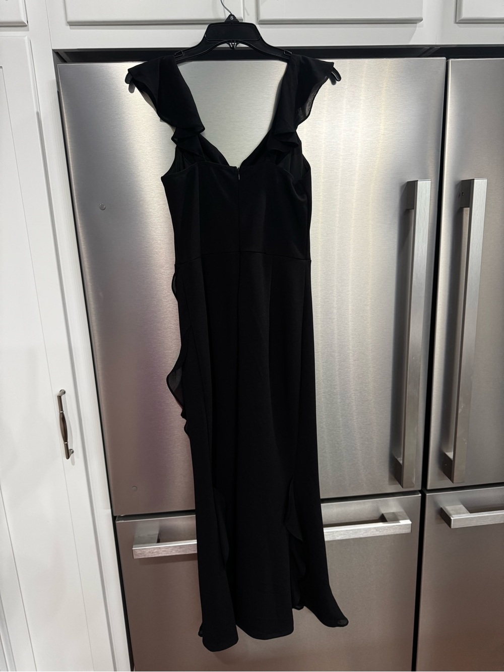 Grace Karin Black Ruffle-Detail Maxi Dress